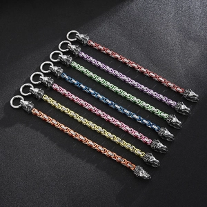 Stainless steel lion head king chain bracelets in multiple vibrant metallic colors