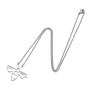 Minimalist silver stainless steel necklace with geometric hollow bee pendant for women