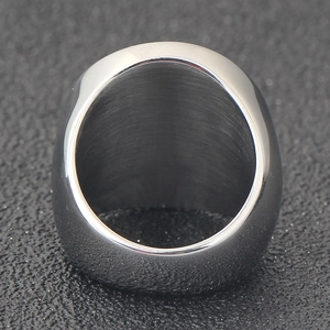 Detailed close-up of a 22mm silver punk style stainless steel ring with a brushed finish