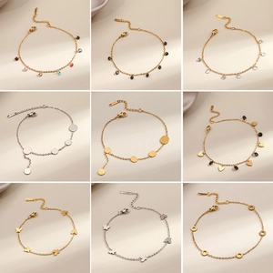 Fashion Stainless Steel Bracelet Geometric Heart Round Plate Flower Butterfly Charms Adjustable Jewelry For Women