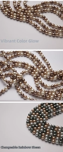 Macro detail of high-luster 8-12mm mixed color glass pearls for DIY jewelry making