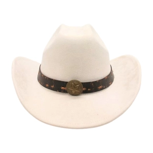 Chapeau de cow-boy blanc en suédine avec boucle en métal étoile vintage pour voyage