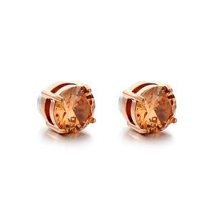 Pair of champagne zircon magnetic stud earrings in rose gold setting for non-pierced ears