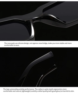 Detail of comfortable silicone nose pads and ergonomic anti-slip cat eye sunglass temples
