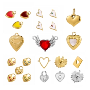 Heart Charms Stainless Steel Pendants For DIY Jewelry Making Necklace Bracelet Crafting Enamel Shell Embellished
