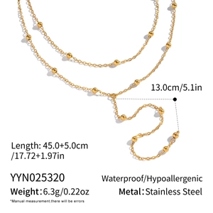 Detailed size specifications for double layered waterproof stainless steel Y chain necklace