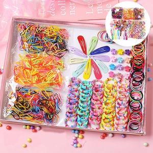 Coffret cadeau d'accessoires cheveux enfant avec élastiques et barrettes colorées