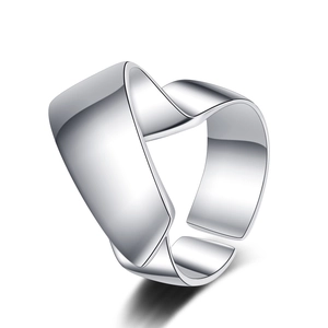 Geometric Twisted Open Ring Irregular C Shaped Wide Band Copper Plated Adjustable Minimalist Fashion Jewelry For Women