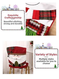 Detail of Santa Claus chair cover with green tree embroidery and quality stitching