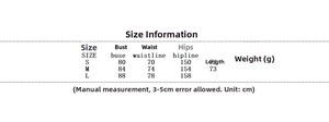 Size chart showing bust, waist, and length measurements for the halter puffy dress