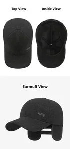 Detailed views of winter baseball cap showing interior lining and fold-down ear flaps