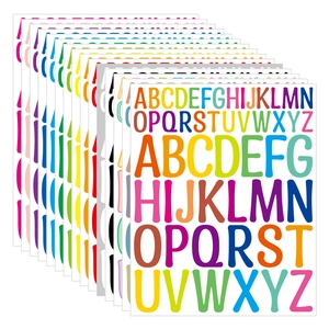 12-pack colorful waterproof vinyl alphabet stickers set with full A-Z letter sequences