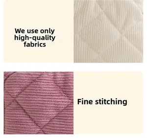 Detail of diamond quilted corduroy fabric showing high-quality stitching and texture