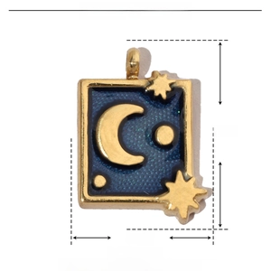 Detailed size parameters of 17mm x 12mm celestial moon and star stainless steel pendant