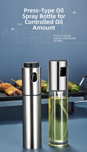 Detail of 260ml glass spray oil bottle with stainless steel pump for BBQ cooking