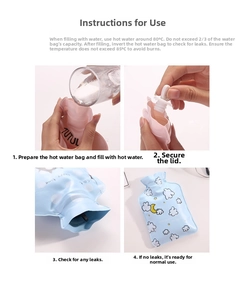 Detailed four-step guide for filling the cartoon PVC hot water bottle safely
