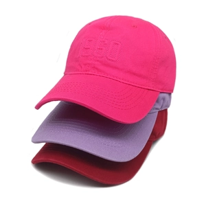 Three cotton baseball caps in rose, lilac, and burgundy with 1960 3D embroidery