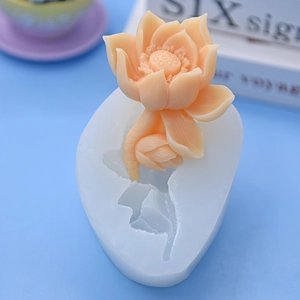 Lotus flower silicone mold for DIY baking and handmade soap with realistic petal details