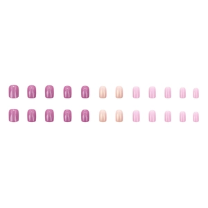 Taro purple and nude pink gradient press-on nails set with 24 pieces of short square shape
