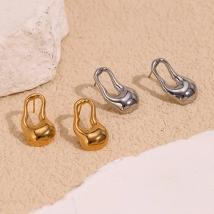 Boucles d'oreilles gouttes creuses irrégulières en acier inoxydable doré 18K et argent