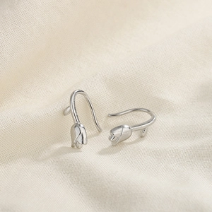 Elegant 925 sterling silver tulip flower drop earrings with textured floral details