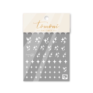 Self-adhesive 5D nail art stickers with white sparkle stars on ultra-thin flexible film