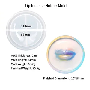 Dettaglio stampo in silicone per porta incenso a forma di labbra con misure
