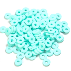 Perles plates rondes en pâte polymère vert menthe 6mm pour bracelets DIY bijoux