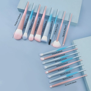 Spécifications de longueur pour le kit de 16 pinceaux de maquillage dégradé rose et bleu
