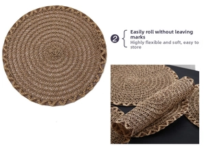 Flexible round braided placemat showing high elasticity and easy storage without creasing