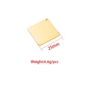 25mm square stainless steel calendar tag pendant with 6.6g weight on white background