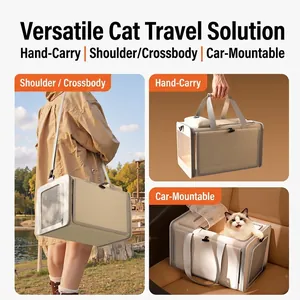 Borsa traspirante per gatti con manici, tracolla e fissaggio per il sedile dell'auto
