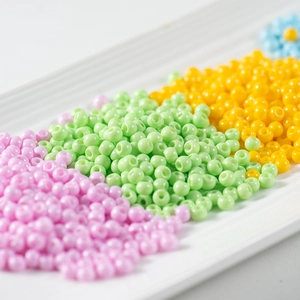 Colorful 4mm glass beads in pink green and yellow for DIY jewelry making crafts