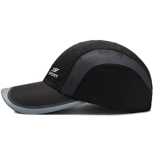Outdoor breathable mesh baseball cap with quick-dry sport design and grey side panels