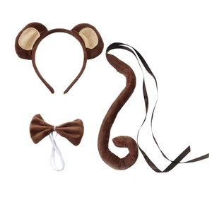 Plush Animal Ears Headband Tail Bowtie And Gloves For Kids Adult Cosplay Party Halloween Dress Up Accessory