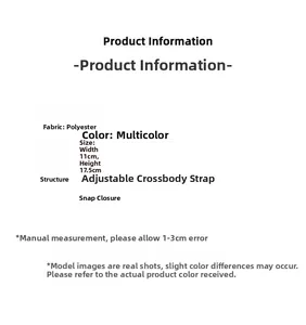 Detailed size specifications for canvas phone bag with 11x17.5cm dimensions and strap