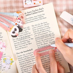 Cute cartoon animal bookmarks with 5cm scales in pink panda and blue rabbit designs