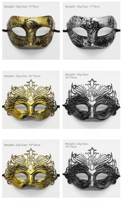 Catalogue détaillé de demi-masques de mascarade vintage aux finitions or et argent