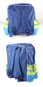 Blue firefighter roleplay backpack for kids with adjustable straps and side mesh pockets