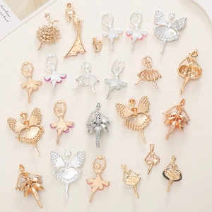 Assorted gold and silver ballet girl and fairy alloy charms for DIY jewelry and crafts