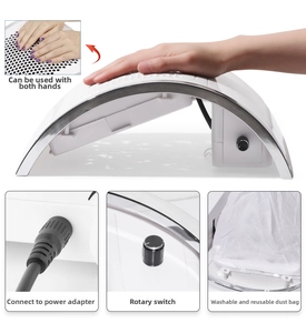 Detail view of high power nail dust collector with dual-hand support and reusable filter bag