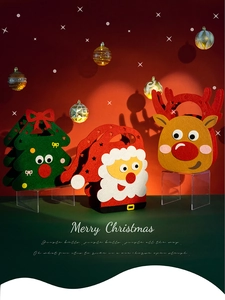 Three festive felt Christmas gift bags featuring Santa, Reindeer and Tree designs