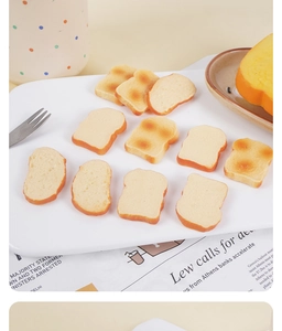 Realistic mini PVC toast slices with detailed textures used as decorative photo props