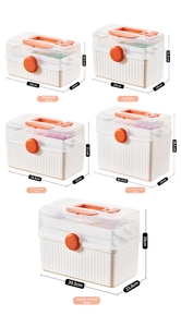 Detailed size chart of multi-layer home medicine box from medium to extra large sizes