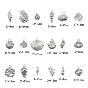 Silver marine life charms with shell and starfish shapes for DIY jewelry making