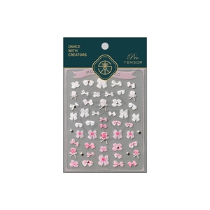 Cute pink 3D bow and rose nail art stickers with pearl accents on KX468 packaging