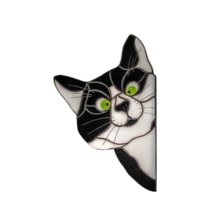 Peeking Animal Stickers Stained Glass Style Window Corner Door Frame Decals Cartoon Cat Dog Bird Waterproof Home Decor