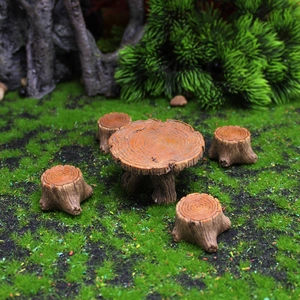 Miniature Fairy Garden Furniture Resin Stump Table And Chairs Woodland Micro Landscape Ornament For Pot Decor Gift