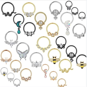 Stainless Steel Rhinestone Body Piercing Jewelry Collection Butterfly Bee Snake Bat Nose Rings Ear Bone Studs For Women