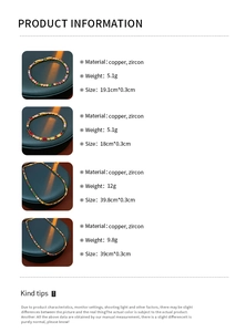 Detailed size and weight chart for gold-plated zircon necklace and bracelet sets